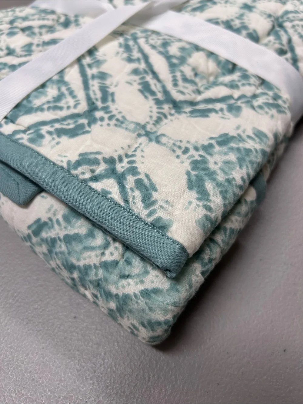 2 Pottery Barn Paulina Paisley Diamond Standard Pillow Sham Cover Teal White NWT